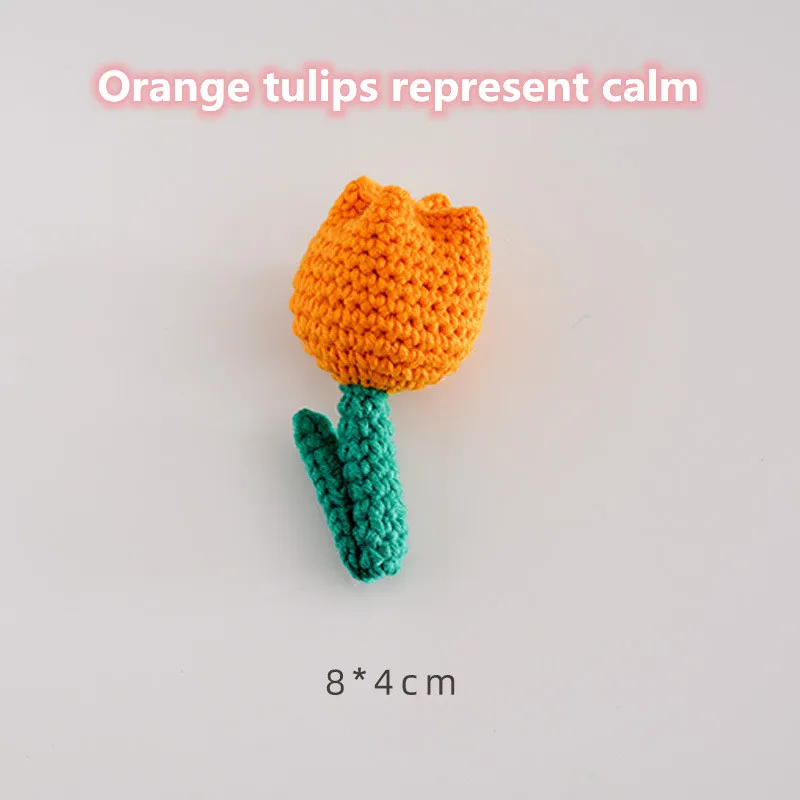 6pcs/Hand Crocheted beautiful tulip flower backpack pendant, key rope, brooch, gift decoration, blessing, various colors