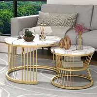 Table basse Fangange, table d'appoint, table gigogne, table de canapé, table à lampe, ronde, avec tapis antidérapant, structure métallique, sans bords tranchants, pour salons, chambres, balcons, espaces de détente, appartements, blanc/noir. 3