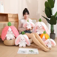 Kawaii Fruit Bunny Plush Toy Cute Carrot Strawberry Turn Into Rabbit Plush Toy Kids Birthday Christmas Gift peluches pequenos 1