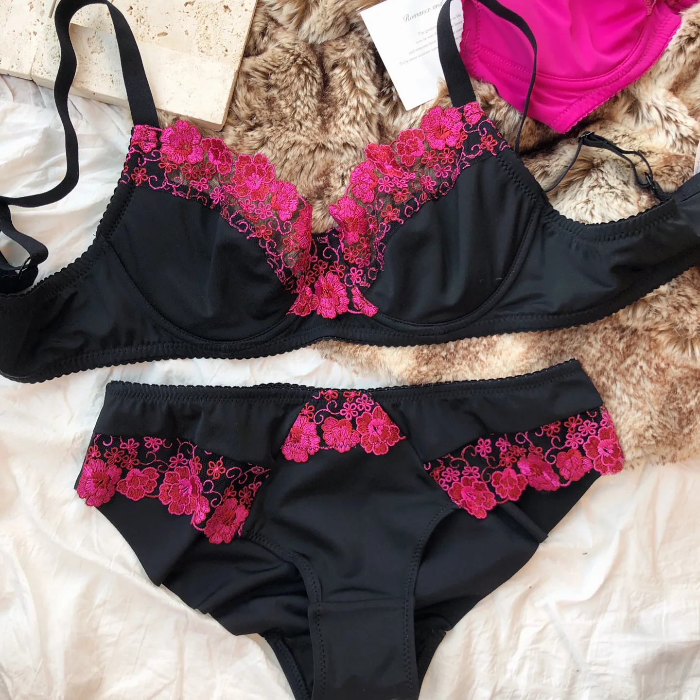 French Lace Flowers Embroidery Bra Set for Women Ultra Thin Lingerie Sexy Underwire Push Up Bras Plus Size BCDEFG Cup Underwear