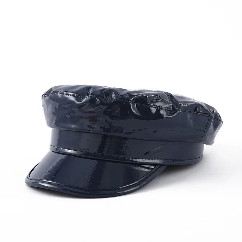 Women Girls PU Leather Newsboy Caps Cabbie Painter Hat Gatsby Ivy Beret Shiny Glitter Headwear Hip Hop Kpop cotton newsboy cap,berets hat