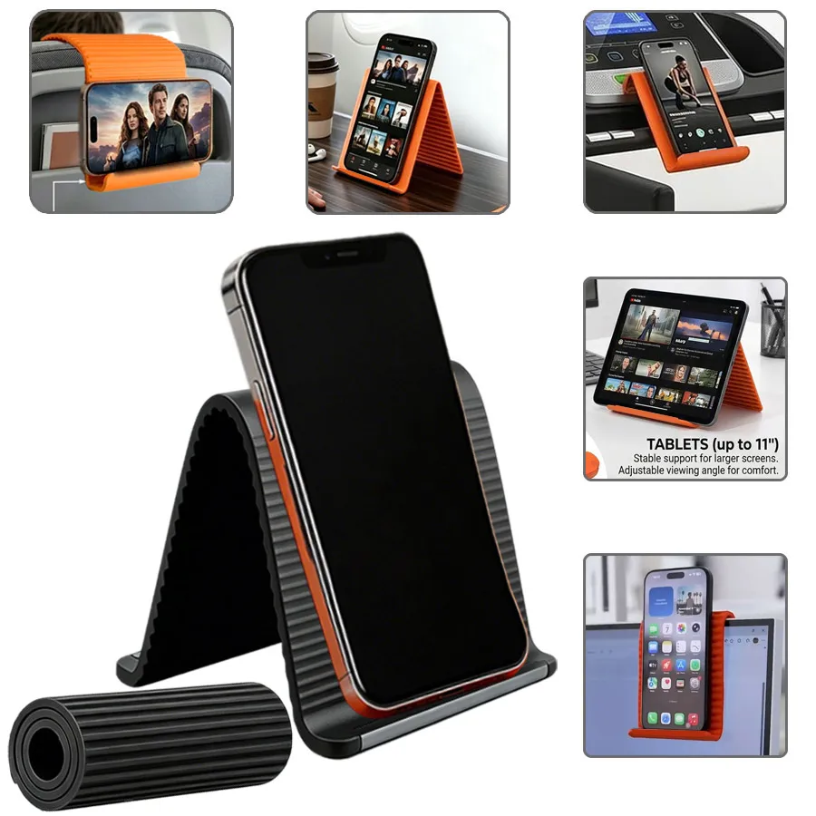 Portable and Adjustable Aluminum-Silicone Phone Stand - Non-Slip Desktop Holder