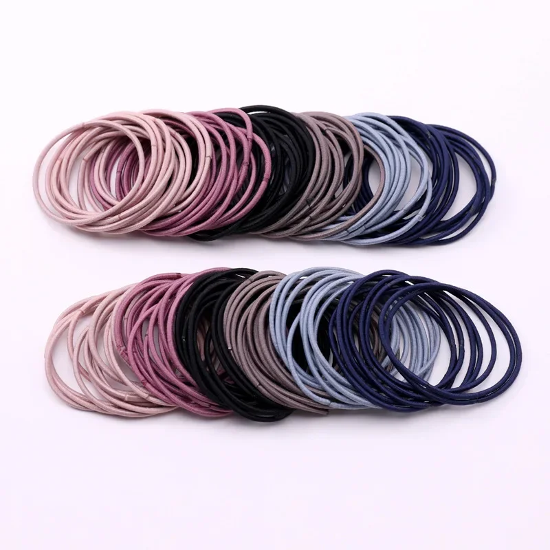 30/50/100pcs Hair Tie Girls with Black High Elastic Rubber Band for Women Men Thin Ponytail Holder Hair Accessories