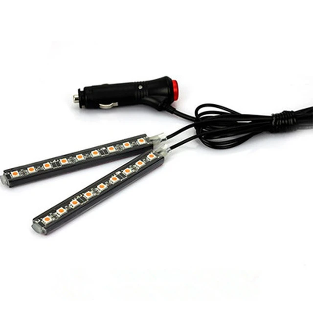 Multicolor Adhesive Tap Auto Decoration Dash Foot Socket 9 LED Strip Lamp  Car Cigarette Lighter Atmosphere Lights