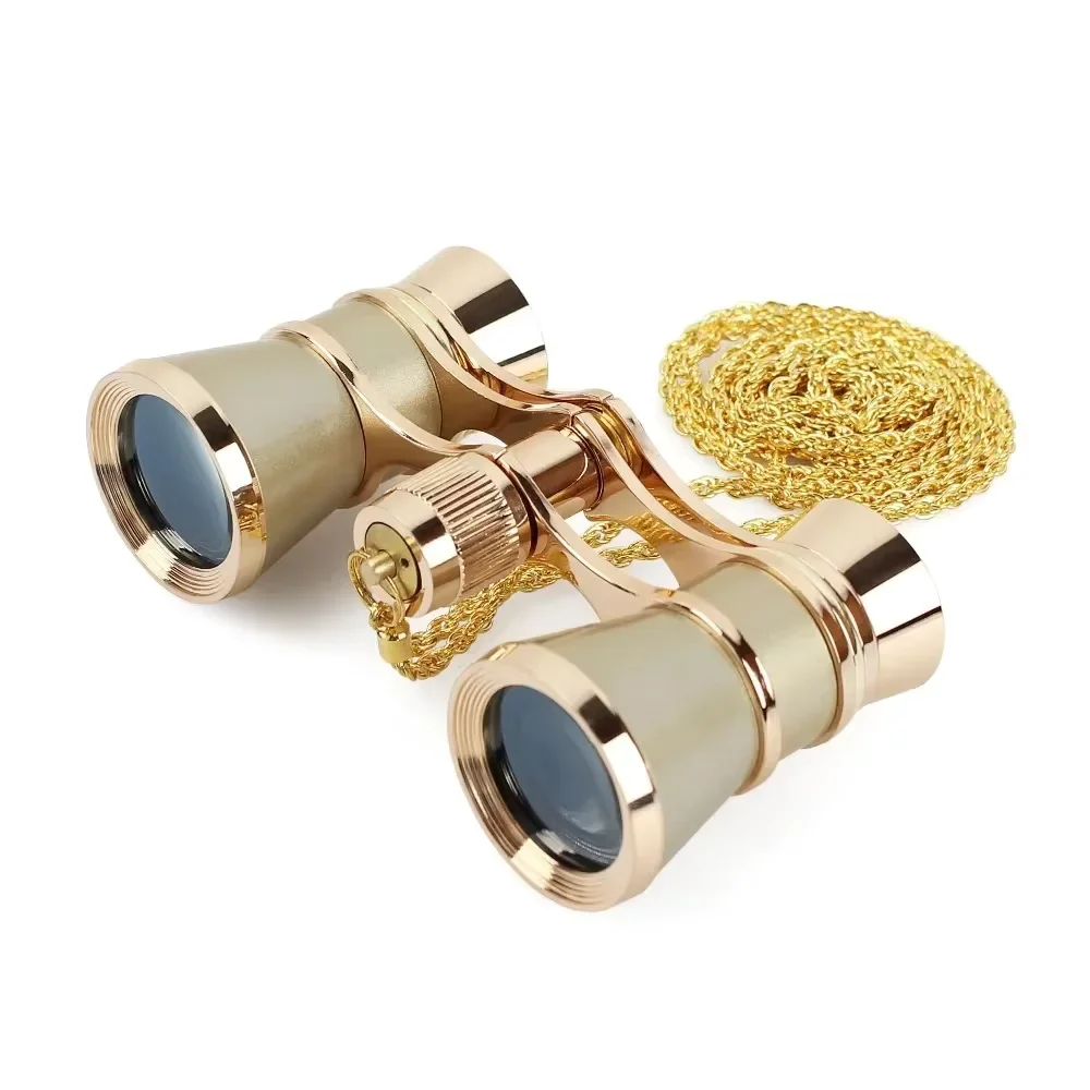 Binoculars Telescope Opera Glasses Metal Body With Chain/handle Theater Optical Design Gift Retro