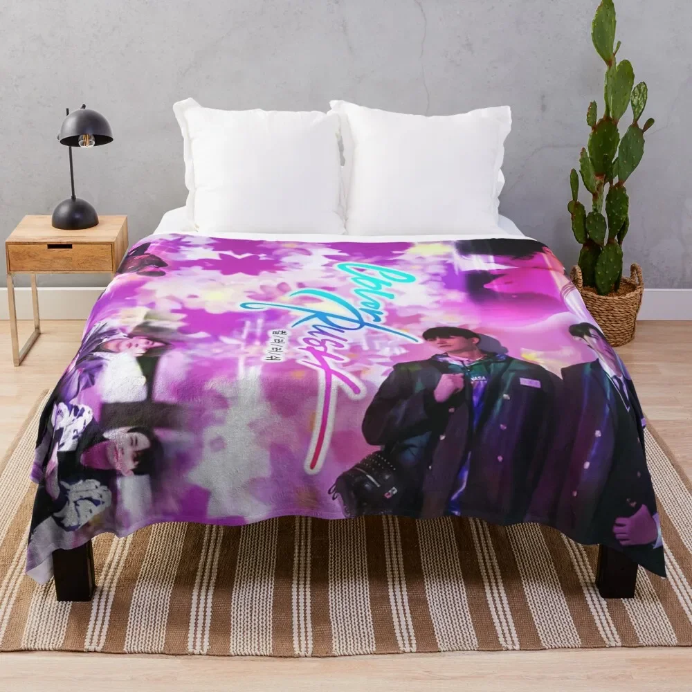 

Color Rush Throw Blanket Plaid on the sofa Giant Sofa Blankets