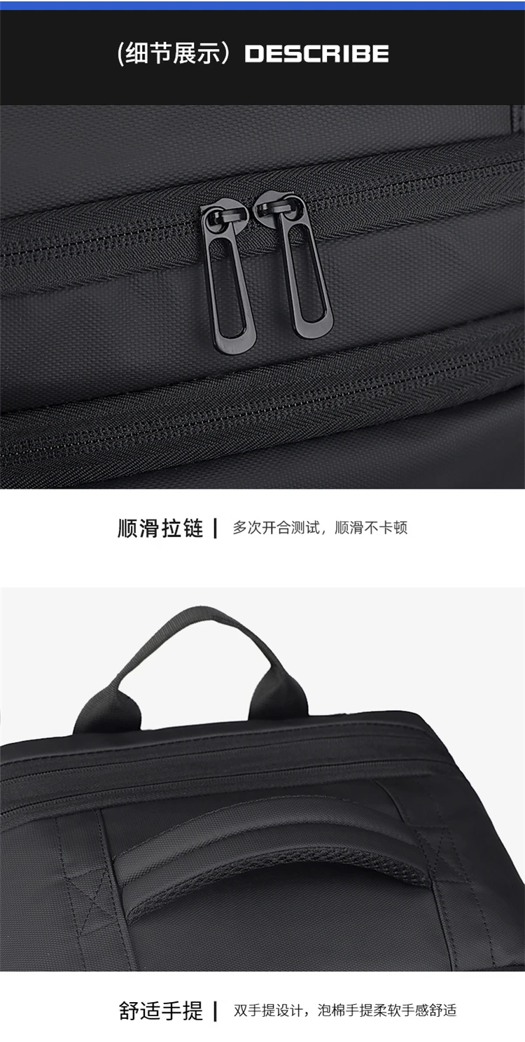 40L Business Casual Rucksack, Computertasche, Große Kapazität, Wasserabweisend, Erweiterbarer Reiserucksack mit USB-Ladeanschluss – Detail 38