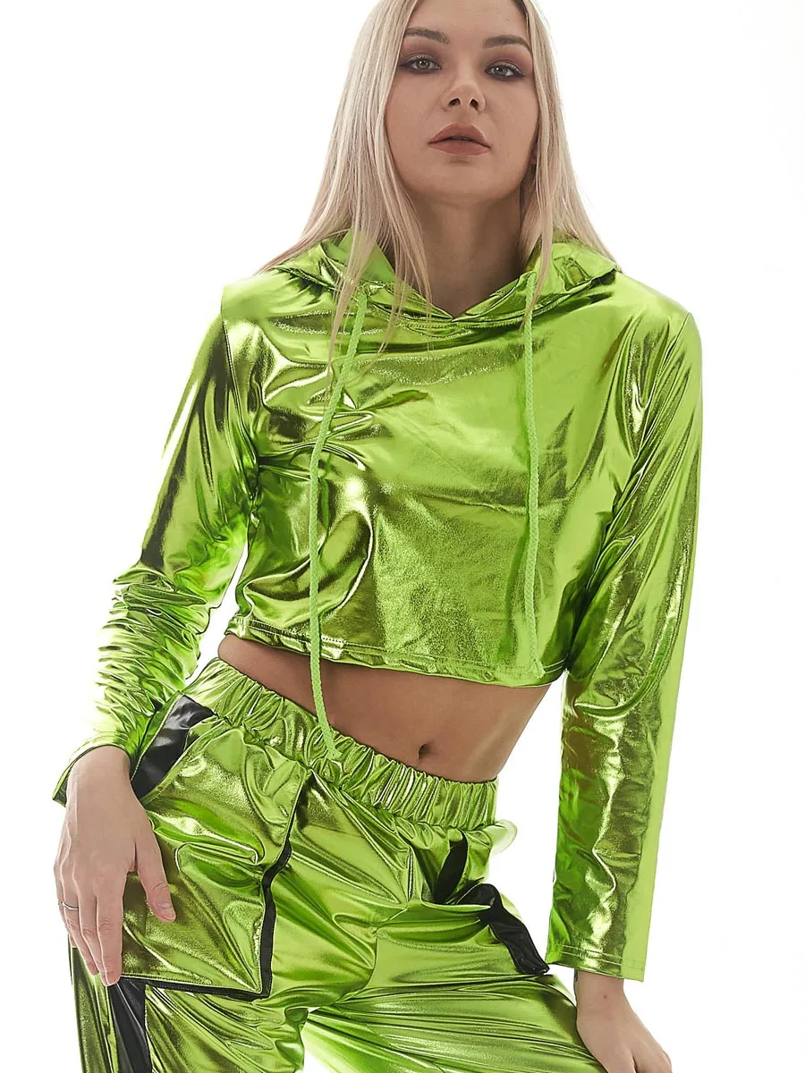 Women's Cropped Hoodie Casual Pullover Shirt Tops Loose