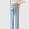 Plus Size Maternity Pant Summer Maternity Ice Silk Pant Summer Maternity Wear Wide-leg Pant Thin Outer Wear Loose Pleated Pant 5