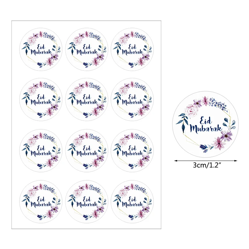 120pcs 3cm Ramadan Kareem Stickers Eid Mubarak Gift Sealing Labels Eid Al-fitr Muslim Festival Party Supplies Paper Sticker