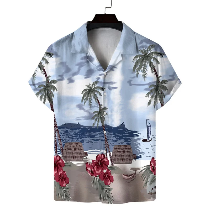 thumbnail image 1 of Camisas de playa para hombre 2024, camisas casuales frescas de verano con estampado 3D de coco, camisas de manga corta con solapa, camisas de calle, ropa para hombres y mujeres, 1 of 4