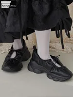 Women Casual Shoes Lace Up Spring Summer Japanese Style Lolita Solid Color Round Toe Thick Bottom Pumps Ladies Low Cut Shoes 1