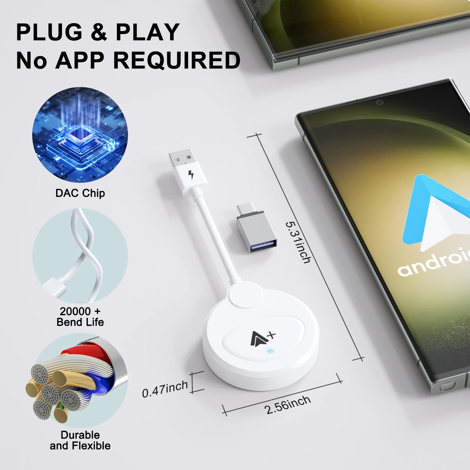 Wireless Video Android Adapter Playable Youtube/Netflix etc Compatible All Car Models With USB/Type-C For Android Mobile Phone