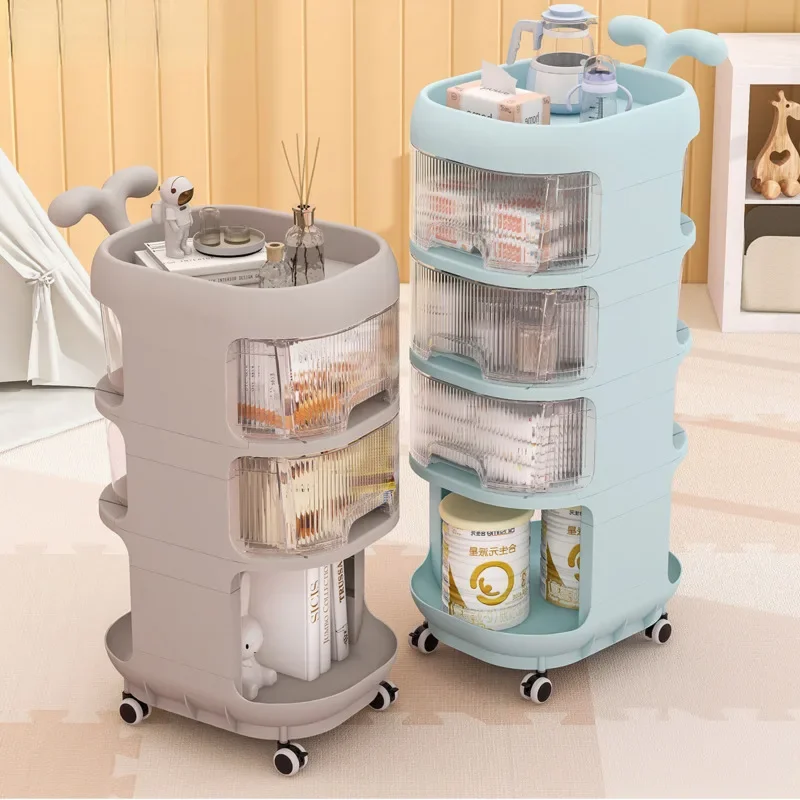 

Baby Supplies Storage Shelves Whale Landing Auxiliary Cart With Wheels Multistory Bedroom Bedside Moving Snack Auxiliary Cart