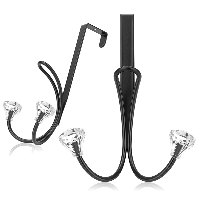 

2 Pack Over The Door Hooks, Metal Twin Hook Organizer Rack Door Hangers Cubical Hook For Hanging Bags