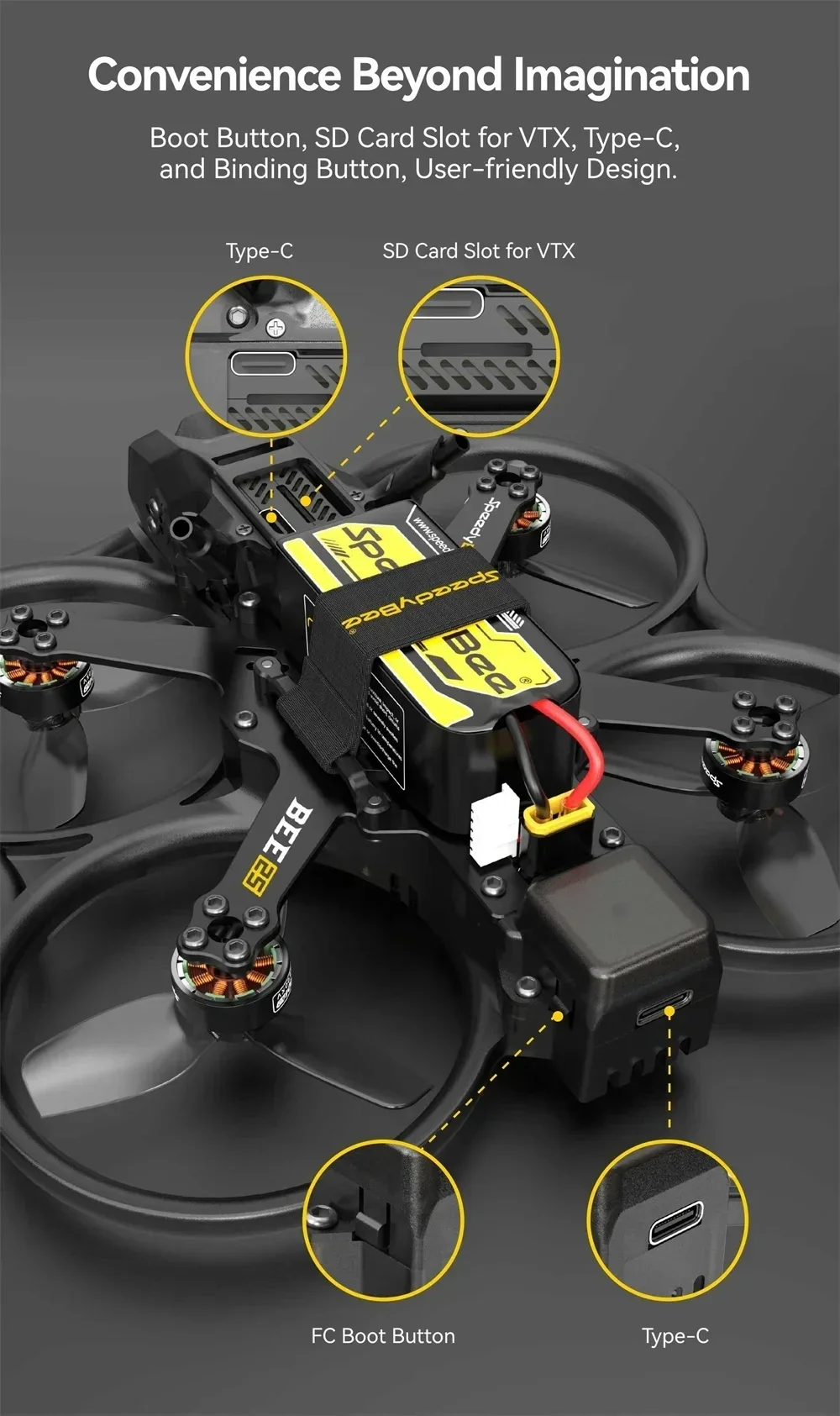 SpeedyBee Bee25 2.5inch HD FPV Drone ELRS 2.4G TBS Version For O4