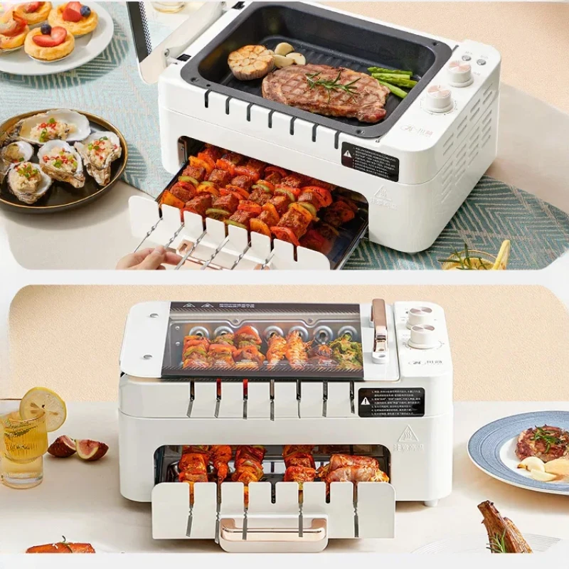 Automatic Rotating BBQ Grill, MultiFunction Skewer and Hot Pot Cooker for Home Use, Quick Cook Device,  Easy Clean Appliance, 4