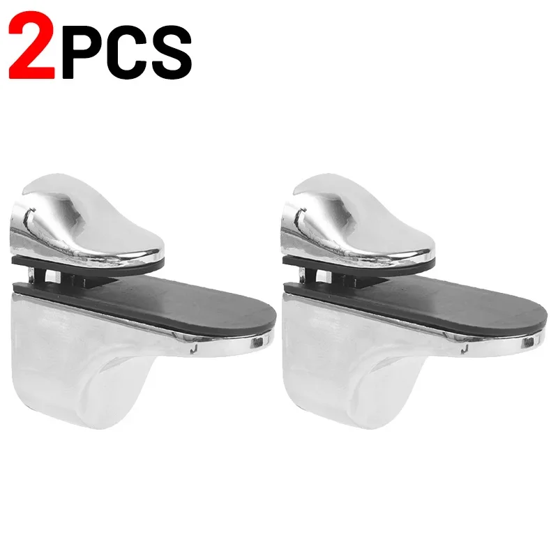 thumbnail image 1 of 1/4 piezas de abrazaderas de vidrio ajustables de aleación de zinc, soporte de abrazadera para estante, soporte de montaje trasero plano para tablero divisorio de vidrio y madera, 1 of 5