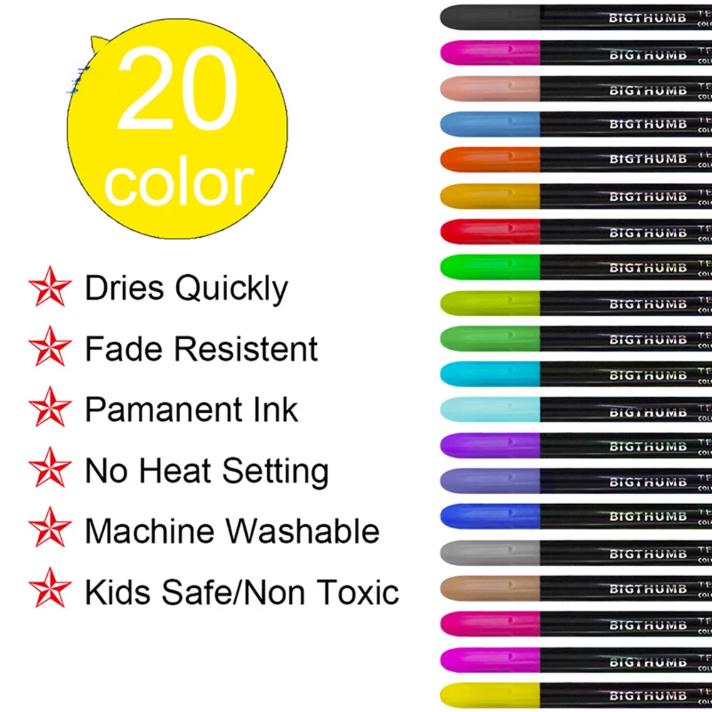 Waterproof Color Fabric Textile Marker Pen T Shirt Shoes Clothes Wood Stone DIY Art Graffiti Drawing Painting 6/8/12/20Pcs marker pen,paint pen,art pens