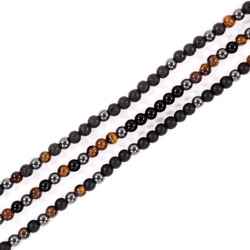 2022 New Trendy Round Men Necklace Simple Fashion 6mm Tiger Eye Hematite Stone Bead Necklace For Men Jewelry Gift