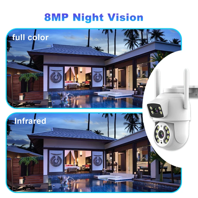 8MP 4K Dual Lens with Dual Screen PTZ Wifi Camera Ai Human Detect Auto Tracking Wireless Outdoor Surveillance Camera iCSee App 3