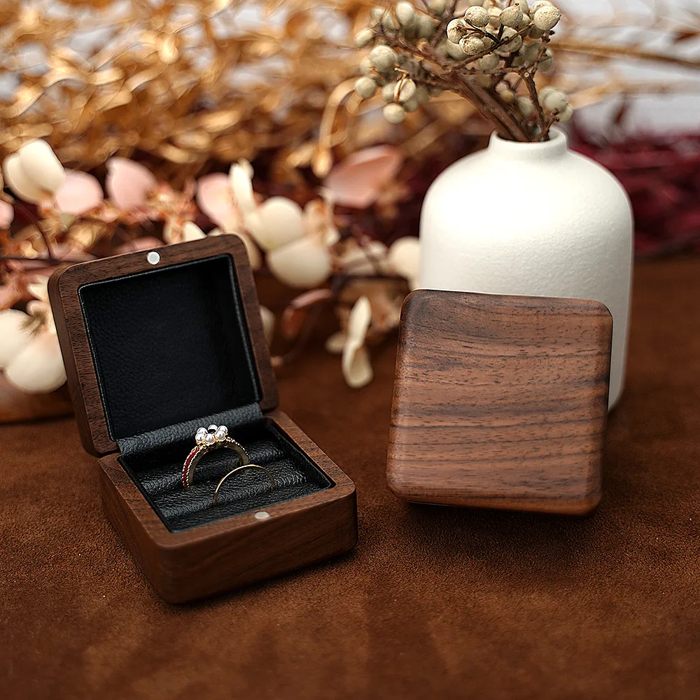 Scatola per anelli in legno cerimonia di fidanzamento proposta di calore scatola per anelli esposore per gioielli regalo per ragazza pacchetto di braccialetti in legno di noce  36