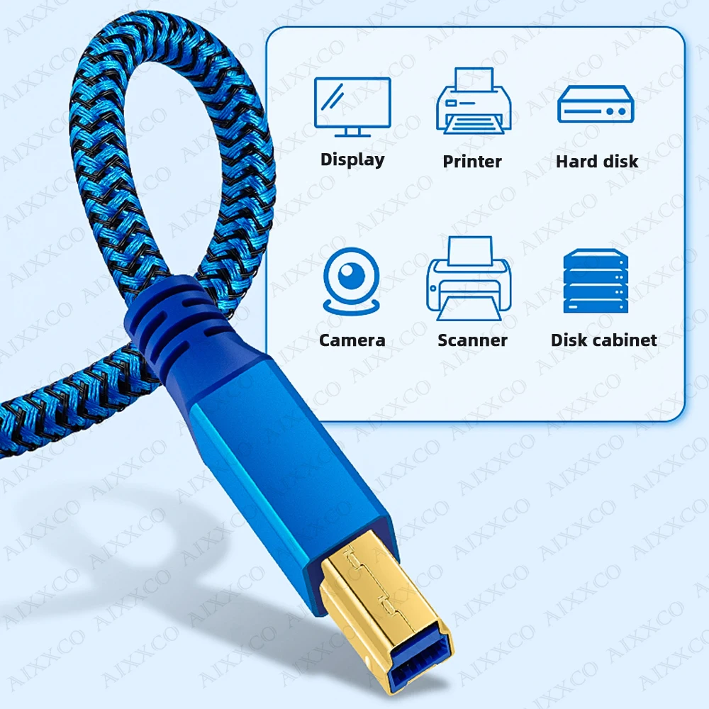 AIXXCO 1M 2M 3M 5M USB 3.0 유형 A - USB3.0 유형 B 프린터 케이블 고속 사각형 포트 데이터 컴퓨터 연결
