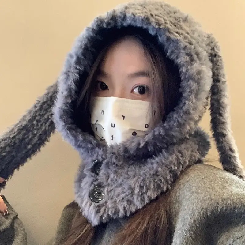 Cute Long Ears Rabbit Knitted Hat Men Women Rabbit Ear Warm Crochet ...