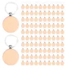 100Pieces Wooden Keychain Blanks Bulk Round Wood Engraving Blanks Unfinished Wooden Key Ring Key Tag B 1