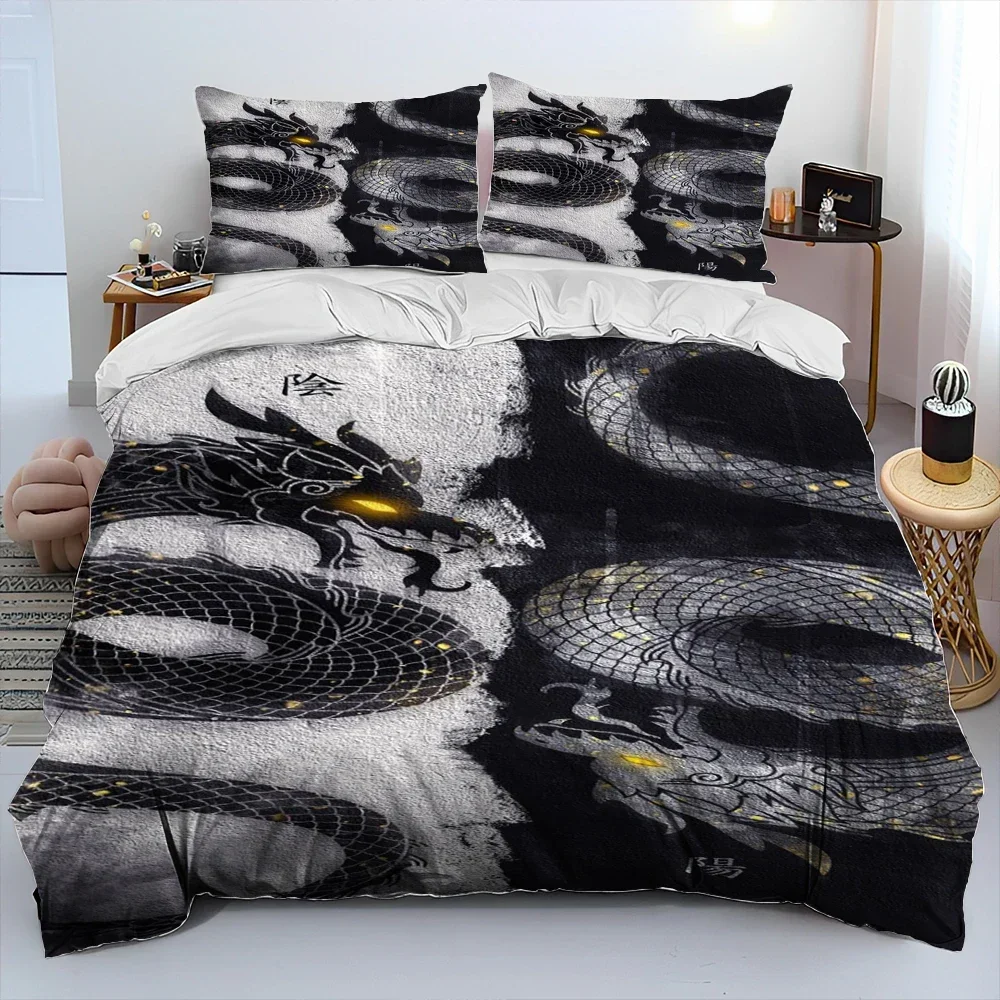 Drache Cartoon Tröster Bettwäsche Set, Bettbezug Bett Set Bettbezug Kissenbezug, King Queen Size Bettwäsche Set für Erwachsene Kind Geschenk – Detail 14