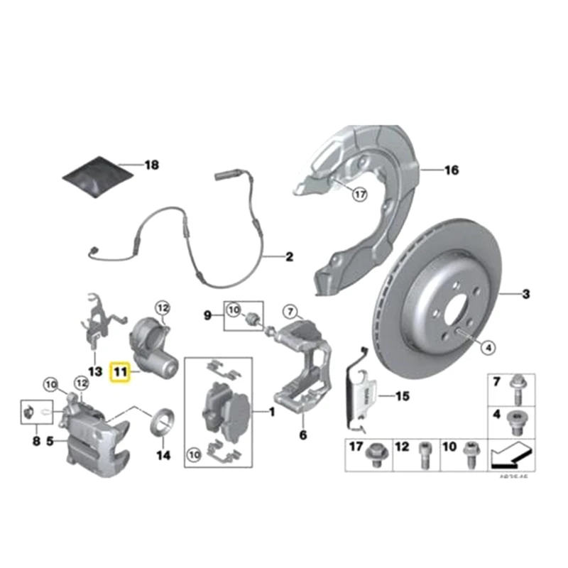 BMW 5-8 시리즈 2017-2023 브레이크 캘리퍼 모터 OEM 34216870567,34216888850 교체 부품