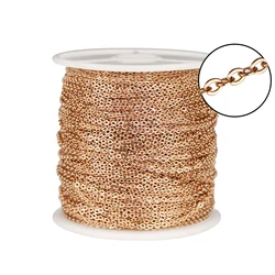 Rose Gold Stainless Steel Chain Necklace - 2 Meters, 1 - 3mm Gold Link Cable for DIY Jewelry Making Supplies Wholesale (Rose Gold  2Meters)