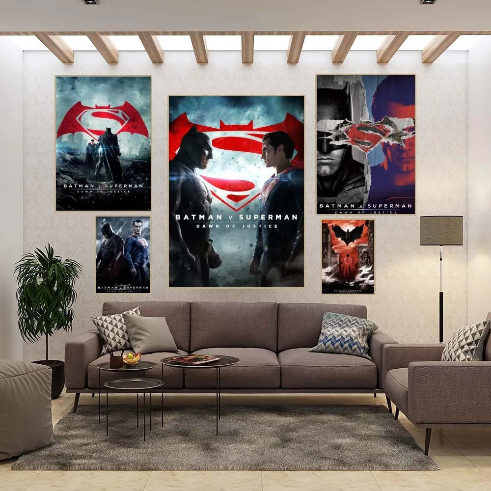 B-Batman V S-Superman Poster Home Room Decor Estetica Art Wall Painting Stickers