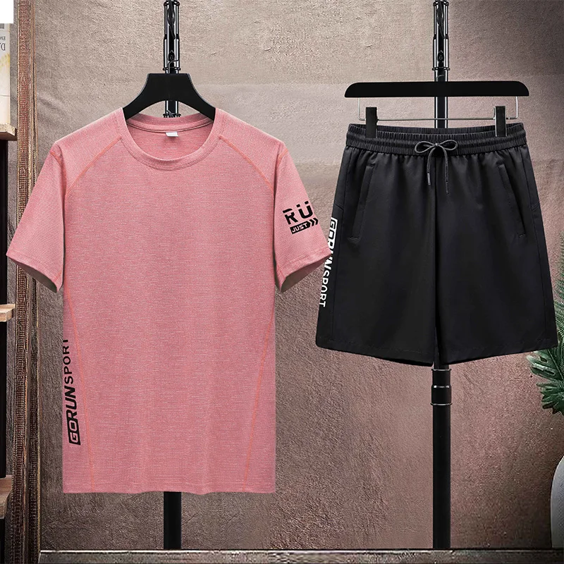 Fashion O-Neck Loose Elastic Waist Pockets Printed Asymmetrical Men's Sets 2024 Men Clothing Summer New All-match Casual Sets