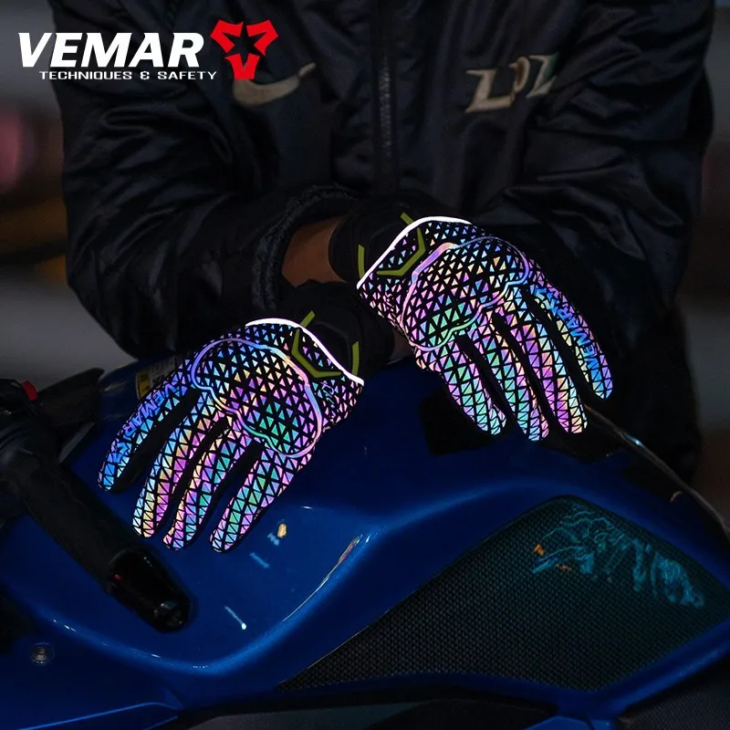 

VEMAR Motorcycle Gloves Men's Autumn and Winter Reflective Gloves TPU Anti-fall Protective Shell Anti-slip Women's Knight Gloves