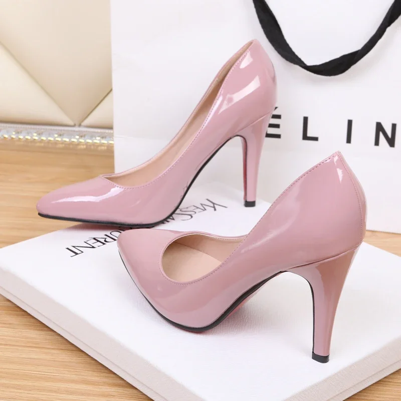 Sexy Patent Leather High Heels 10 Cm Thin Heels White Dress Party Pumps 2025 Autumn New Fashion Single Shoe Elegant Womens Shoes 6