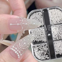 1/2Boxes White Pearl Beads Nail Charms 1-5mm Half-Round Coffee color Pearl Nail Decoration for Winter Manicure Accessories Parts 5