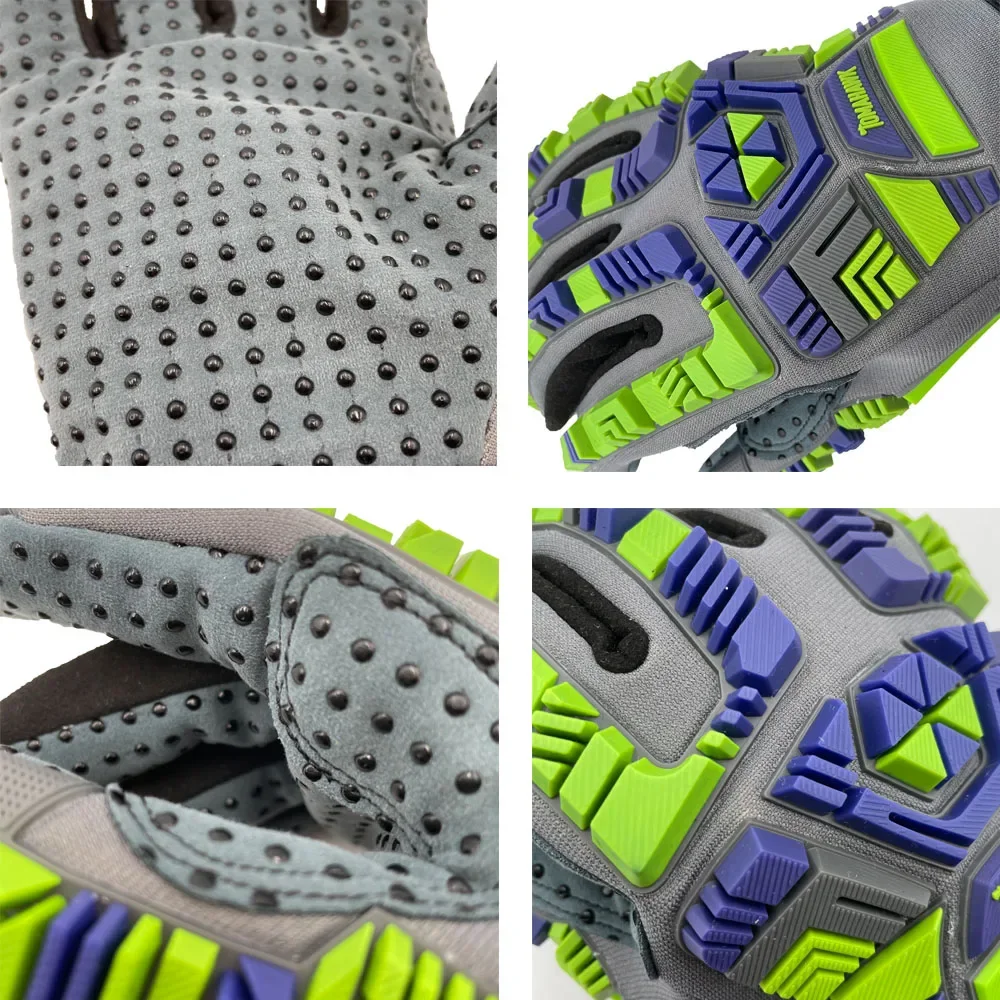 Heavy Duty Work Safety Glove TPR Impact Resistance Cut Resistance Palm Pad Anti-vib Hi-Viz Color Abrasion Grip Work Gear