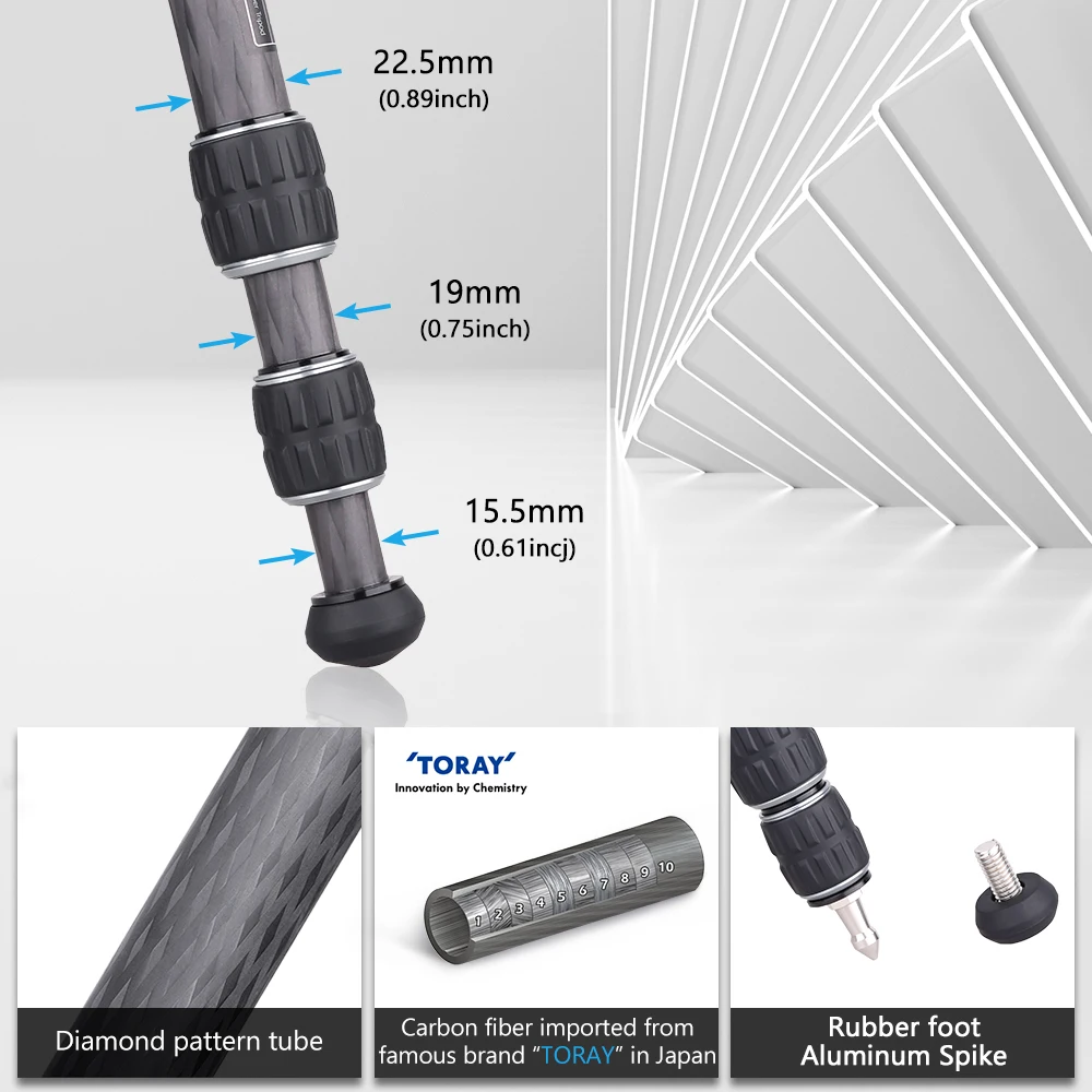 Phone Tripod Phone Tripod Stand Camera Tripod Mini Tripod Kit VT223C + TH28 Carbon Fiber Mini Lightweight Compact Tabletop Tripod with Magic Arm and Phone Clip for Mobile Phone Camera DSLR