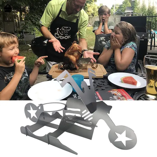 American Motorcycle Bbq Szerszámok Acél Állvány Vicces Csirke Sörrel Can Holder Grilling Sült Barbecue Kiegészítők - Image 5