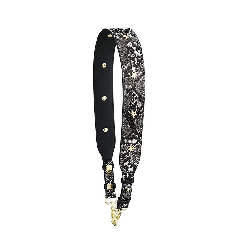 Women's Fashion Leather Bag Strap with Star Rivets - Adjustable 4CM Wide Shoulder Handle
