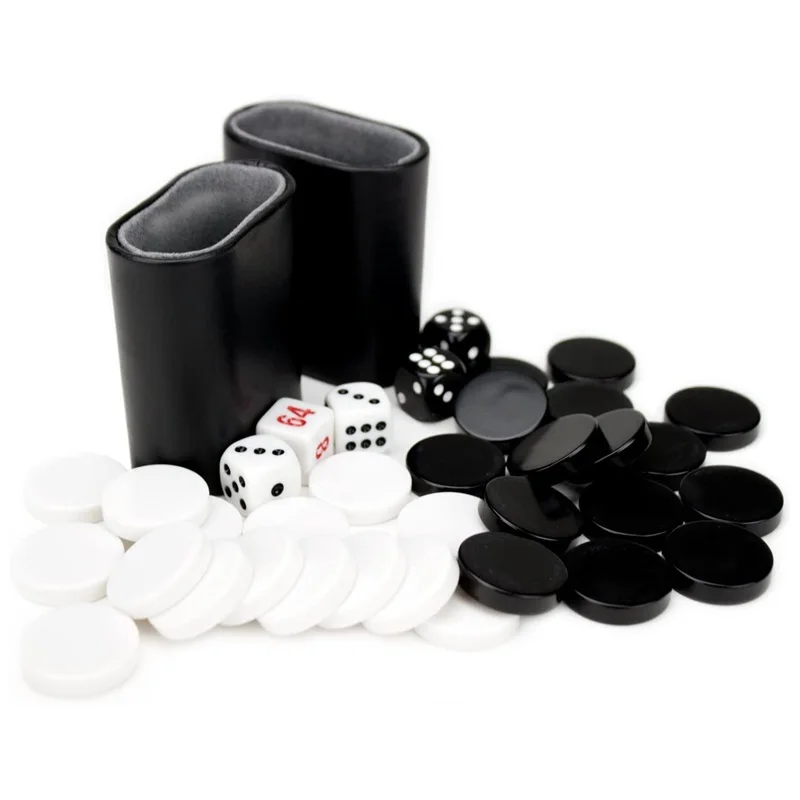 Backgammon Board Game Set Stitched Black Leatherette Case Folding Business Entertainment Family Party Gift
