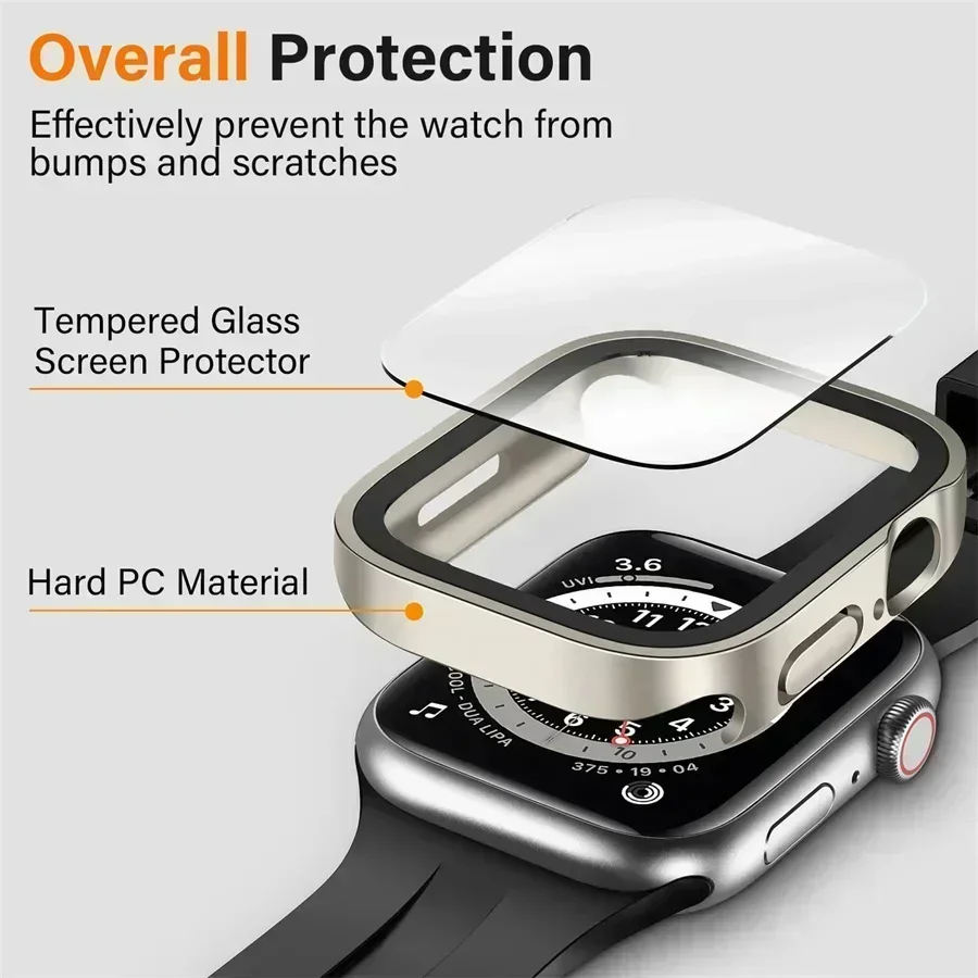 Displayschutzfolie für Apple Watch 10 Gehäuse 46 mm 42 mm 45 mm 44 mm 41 mm 40 mm 44 PC-Stoßstangenabdeckung aus gehärtetem Glas Serie 7 8 9 SE 6 5 4 – Detail 26