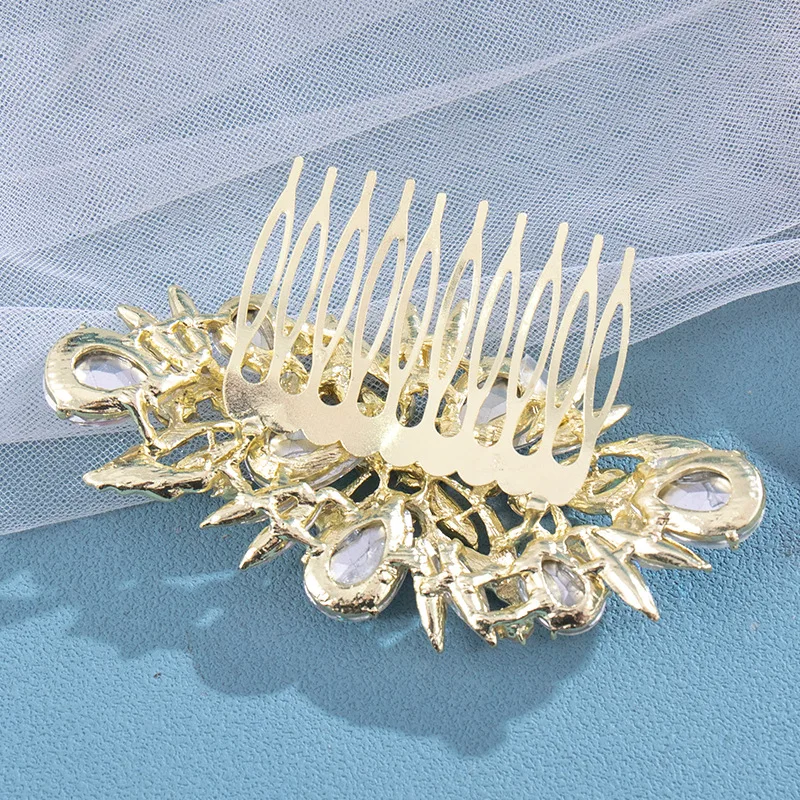 Fashion Rhinestones Crystals Flower Leaf Wedding Bridal Headpieces Accessories Women Jewelry Hair Combs
