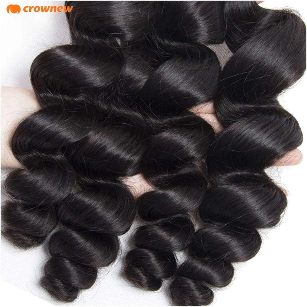 100% Real Human Hair Loose Wave Human Hair Bundles Unprocessed Human Hair Wavy Doule Drawn Bundles Extensions 100G/Bundle 5