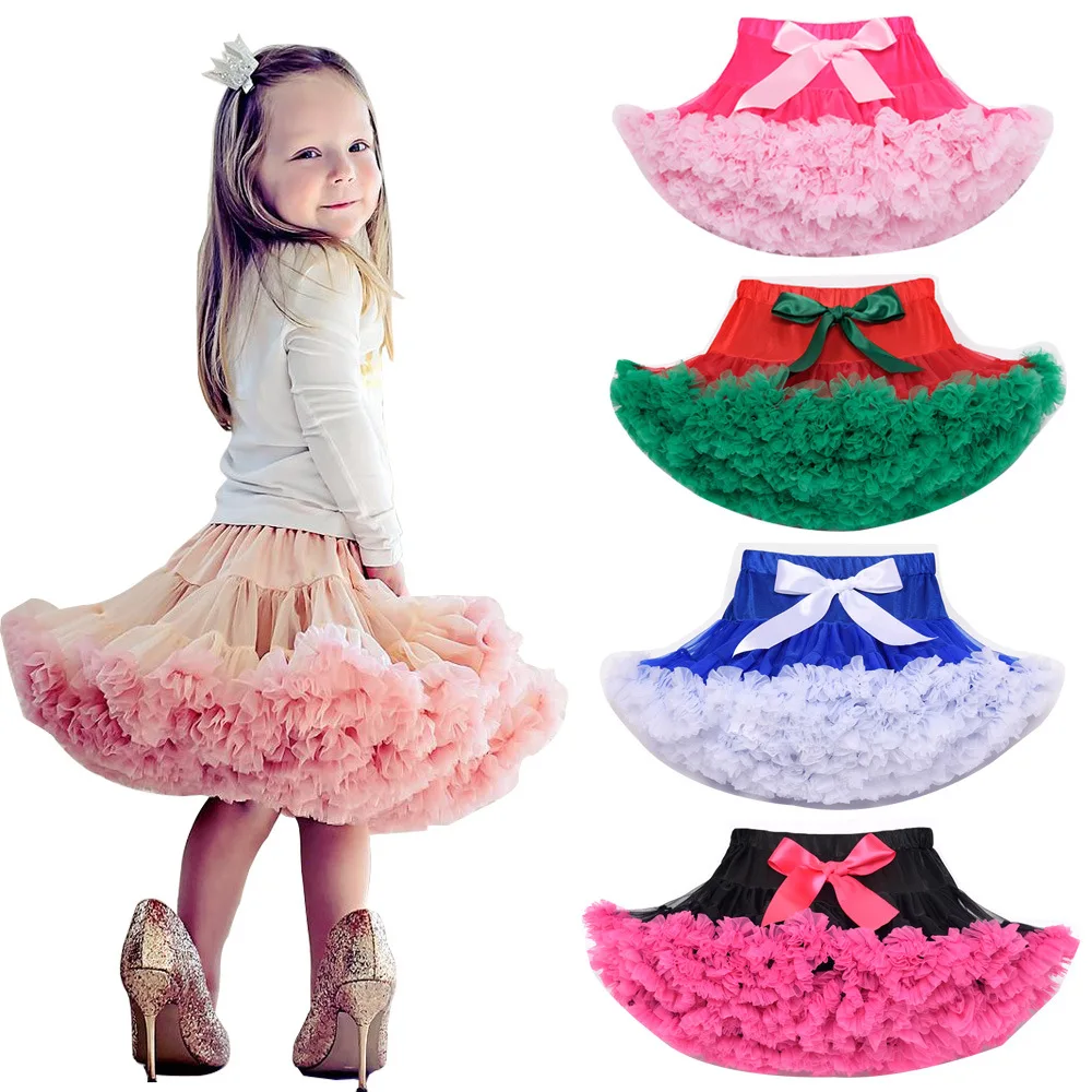 

Kids Girls Fluffy Tulle Skirt Baby Girl Clothes Tutu Pettiskirt Party Pactchwork Petticoat Flower Girl Dress Princess Skirts