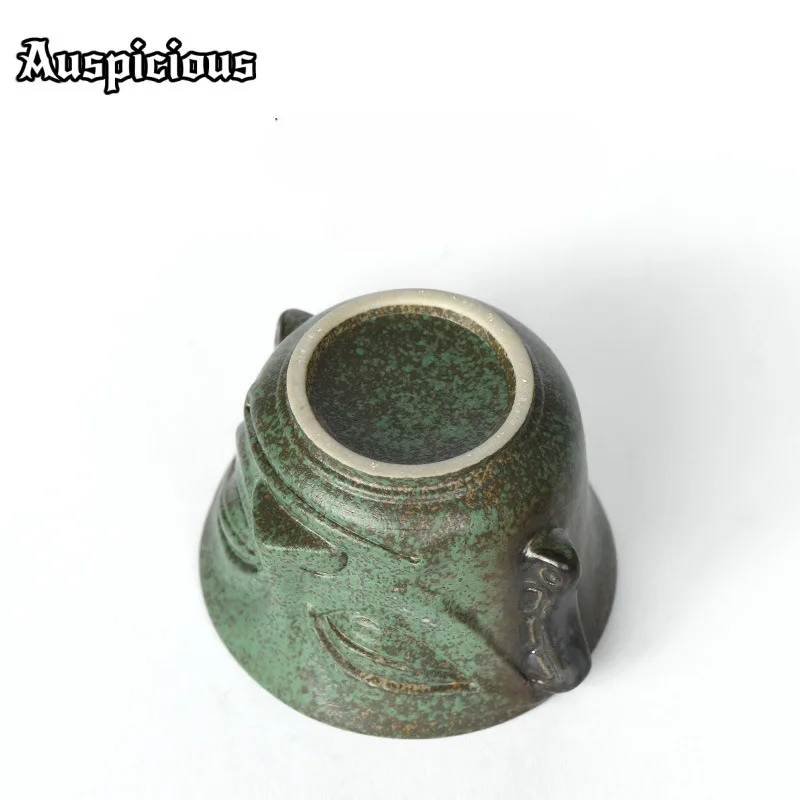 Sanxingdui Cultural And Creative Gaiwan Creative Bronze Mask Cover Bowl With Plate Vintage Tea Tureen Tea Maker Teaware Crafts