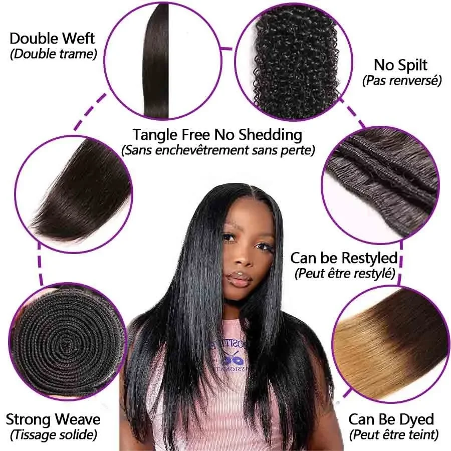 10A 26 28 30 Inches Straight Human Hair Bundles Brazilian Raw Hair Bundles 100% Human Hair Extensions Bundles Soft Fast Shipping 5