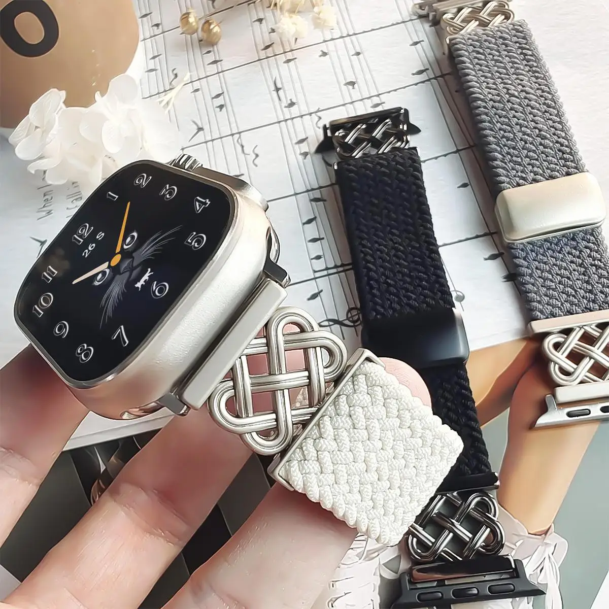 Braided Magnetic Watch Band Bracelet with Strap Adjustment