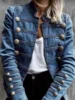 Women's Vintage Double Breasted Denim Jacket Slim Fit EuroAmerican Style Autumn Commuter Coat Casual Elegant Versatile Outerwear 1